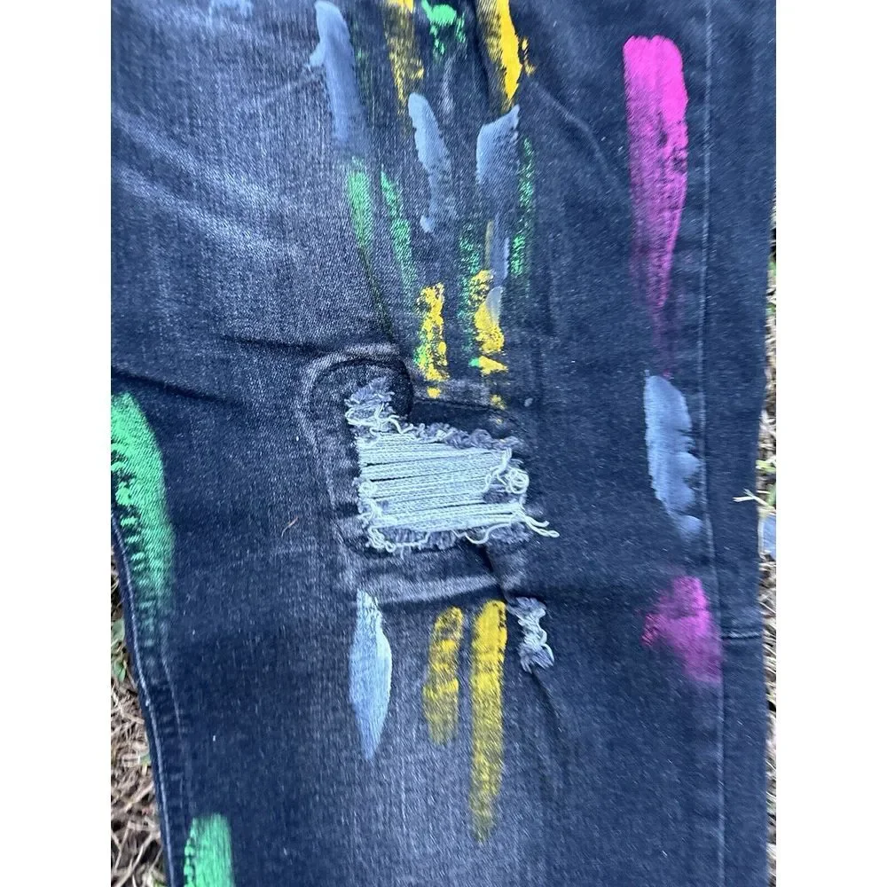 Switch Remarkable Premium Denim Distressed Paint Jeans Mens 44x32 Slim Taper Fit